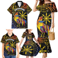 Philippines Sarimanok Family Matching Mermaid Dress and Hawaiian Shirt Papanok Legendary Bird Okir Polynesian Pattern LT14 - Polynesian Pride