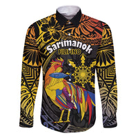 Philippines Sarimanok Family Matching Off The Shoulder Long Sleeve Dress and Hawaiian Shirt Papanok Legendary Bird Okir Polynesian Pattern LT14 Dad's Shirt - Long Sleeve Black - Polynesian Pride