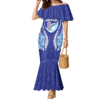 Northland 2026 Rugby Custom Family Matching Mermaid Dress and Hawaiian Shirt NZ Maori Silver Fern LT14 Mom's Dress Blue - Polynesian Pride
