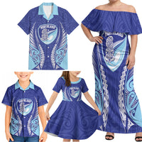 Northland 2026 Rugby Custom Family Matching Off Shoulder Maxi Dress and Hawaiian Shirt NZ Maori Silver Fern LT14 - Polynesian Pride