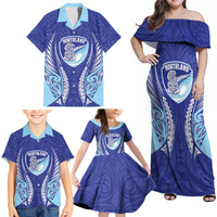 Northland 2026 Rugby Custom Family Matching Off Shoulder Maxi Dress and Hawaiian Shirt NZ Maori Silver Fern LT14 - Polynesian Pride