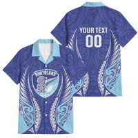 Northland 2026 Rugby Custom Family Matching Puletasi and Hawaiian Shirt NZ Maori Silver Fern LT14 Dad's Shirt - Short Sleeve Blue - Polynesian Pride