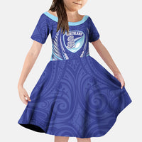 Northland 2026 Rugby Custom Family Matching Summer Maxi Dress and Hawaiian Shirt NZ Maori Silver Fern LT14 Daughter's Dress Blue - Polynesian Pride
