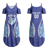 Northland 2026 Rugby Custom Family Matching Summer Maxi Dress and Hawaiian Shirt NZ Maori Silver Fern LT14 Mom's Dress Blue - Polynesian Pride