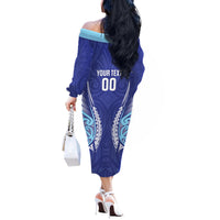 Northland 2026 Rugby Custom Off The Shoulder Long Sleeve Dress NZ Maori Silver Fern LT14 - Polynesian Pride