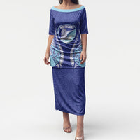 Northland 2026 Rugby Custom Puletasi NZ Maori Silver Fern LT14 Long Dress Blue - Polynesian Pride