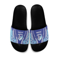 Northland 2026 Rugby Custom Slide Sandals NZ Maori Silver Fern LT14 Blue - Polynesian Pride