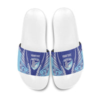 Northland 2026 Rugby Custom Slide Sandals NZ Maori Silver Fern LT14 Blue - Polynesian Pride