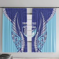 Northland 2026 Rugby Custom Window Curtain NZ Maori Silver Fern LT14 With Hooks Blue - Polynesian Pride