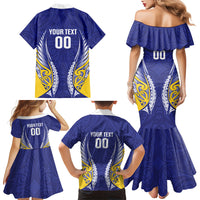 Otago 2026 Rugby Custom Family Matching Mermaid Dress and Hawaiian Shirt NZ Maori Silver Fern LT14 Mom's Dress Blue - Polynesian Pride