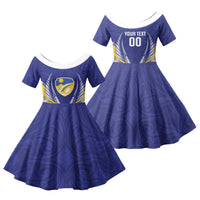 Otago 2026 Rugby Custom Family Matching Mermaid Dress and Hawaiian Shirt NZ Maori Silver Fern LT14 Daughter's Dress Blue - Polynesian Pride