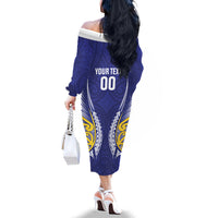 Otago 2026 Rugby Custom Family Matching Off The Shoulder Long Sleeve Dress and Hawaiian Shirt NZ Maori Silver Fern LT14 - Polynesian Pride