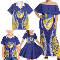 Otago 2026 Rugby Custom Family Matching Off Shoulder Maxi Dress and Hawaiian Shirt NZ Maori Silver Fern LT14 - Polynesian Pride