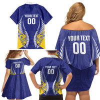 Otago 2026 Rugby Custom Family Matching Off Shoulder Short Dress and Hawaiian Shirt NZ Maori Silver Fern LT14 Mom's Dress Blue - Polynesian Pride