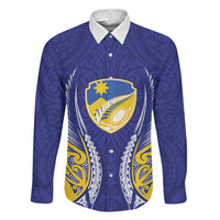 Otago 2026 Rugby Custom Family Matching Summer Maxi Dress and Hawaiian Shirt NZ Maori Silver Fern LT14 Daughter's Dress Blue - Polynesian Pride