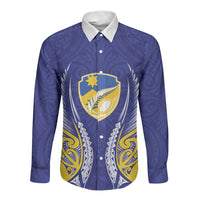 Otago 2026 Rugby Custom Long Sleeve Button Shirt NZ Maori Silver Fern LT14 Unisex Blue - Polynesian Pride