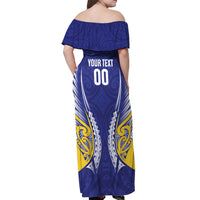 Otago 2026 Rugby Custom Off Shoulder Maxi Dress NZ Maori Silver Fern LT14 - Polynesian Pride