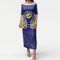 Otago 2026 Rugby Custom Puletasi NZ Maori Silver Fern LT14 Long Dress Blue - Polynesian Pride