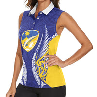 Otago 2026 Rugby Custom Women Sleeveless Polo Shirt NZ Maori Silver Fern LT14 - Polynesian Pride