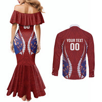 Southland 2026 Rugby Custom Couples Matching Mermaid Dress and Long Sleeve Button Shirt NZ Maori Silver Fern LT14 - Polynesian Pride