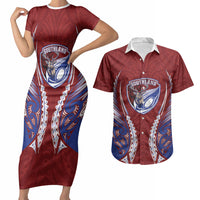 Southland 2026 Rugby Custom Couples Matching Short Sleeve Bodycon Dress and Hawaiian Shirt NZ Maori Silver Fern LT14 Maroon - Polynesian Pride