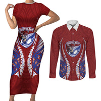 Southland 2026 Rugby Custom Couples Matching Short Sleeve Bodycon Dress and Long Sleeve Button Shirt NZ Maori Silver Fern