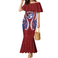 Southland 2026 Rugby Custom Family Matching Mermaid Dress and Hawaiian Shirt NZ Maori Silver Fern LT14 Mom's Dress Maroon - Polynesian Pride