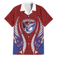Southland 2026 Rugby Custom Family Matching Puletasi and Hawaiian Shirt NZ Maori Silver Fern LT14 Dad's Shirt - Short Sleeve Maroon - Polynesian Pride