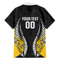 Taranaki 2026 Rugby Custom Family Matching Off Shoulder Short Dress and Hawaiian Shirt NZ Maori Silver Fern LT14 Dad's Shirt - Long Sleeve Black - Polynesian Pride