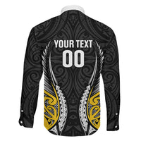 Taranaki 2026 Rugby Custom Family Matching Off Shoulder Short Dress and Hawaiian Shirt NZ Maori Silver Fern LT14 Son's Shirt Black - Polynesian Pride