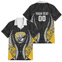 Taranaki 2026 Rugby Custom Family Matching Summer Maxi Dress and Hawaiian Shirt NZ Maori Silver Fern LT14 Dad's Shirt - Short Sleeve Black - Polynesian Pride