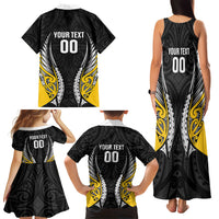 Taranaki 2026 Rugby Custom Family Matching Tank Maxi Dress and Hawaiian Shirt NZ Maori Silver Fern LT14 Mom's Dress Black - Polynesian Pride