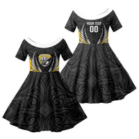 Taranaki 2026 Rugby Custom Family Matching Tank Maxi Dress and Hawaiian Shirt NZ Maori Silver Fern LT14 Daughter's Dress Black - Polynesian Pride