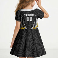 Taranaki 2026 Rugby Custom Kid Short Sleeve Dress NZ Maori Silver Fern LT14 - Polynesian Pride