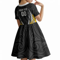 Taranaki 2026 Rugby Custom Kid Short Sleeve Dress NZ Maori Silver Fern LT14 - Polynesian Pride