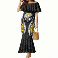 Taranaki 2026 Rugby Custom Mermaid Dress NZ Maori Silver Fern LT14 Women Black - Polynesian Pride