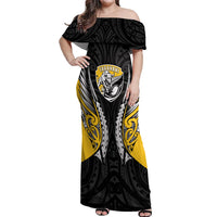 Taranaki 2026 Rugby Custom Off Shoulder Maxi Dress NZ Maori Silver Fern