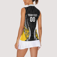 Taranaki 2026 Rugby Custom Women Sleeveless Polo Shirt NZ Maori Silver Fern LT14 - Polynesian Pride