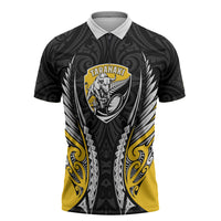 Taranaki 2026 Rugby Custom Zipper Polo Shirt NZ Maori Silver Fern LT14 Black - Polynesian Pride