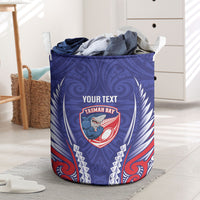 Tasman Bay 2026 Rugby Custom Laundry Basket NZ Maori Silver Fern LT14 Blue - Polynesian Pride