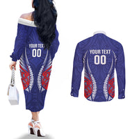 Tasman Bay 2026 Rugby Custom Couples Matching Off The Shoulder Long Sleeve Dress and Long Sleeve Button Shirt NZ Maori Silver Fern