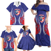 Tasman Bay 2026 Rugby Custom Family Matching Off Shoulder Maxi Dress and Hawaiian Shirt NZ Maori Silver Fern LT14 - Polynesian Pride