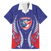 Tasman Bay 2026 Rugby Custom Family Matching Puletasi and Hawaiian Shirt NZ Maori Silver Fern LT14 Dad's Shirt - Short Sleeve Blue - Polynesian Pride