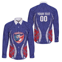 Tasman Bay 2026 Rugby Custom Family Matching Puletasi and Hawaiian Shirt NZ Maori Silver Fern LT14 Dad's Shirt - Long Sleeve Blue - Polynesian Pride
