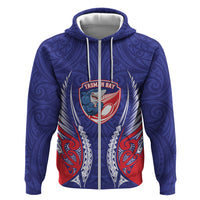 Tasman Bay 2026 Rugby Custom Hoodie NZ Maori Silver Fern LT14 Zip Hoodie Blue - Polynesian Pride