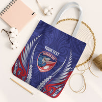 Tasman Bay 2026 Rugby Custom Tote Bag NZ Maori Silver Fern LT14 White Strap One Size Blue - Polynesian Pride