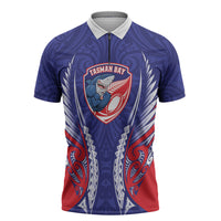 Tasman Bay 2026 Rugby Custom Zipper Polo Shirt NZ Maori Silver Fern LT14 Blue - Polynesian Pride