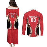 Waikato 2026 Rugby Custom Couples Matching Puletasi and Long Sleeve Button Shirt NZ Maori Silver Fern LT14 - Polynesian Pride