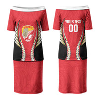 Waikato 2026 Rugby Custom Family Matching Puletasi and Hawaiian Shirt NZ Maori Silver Fern LT14 Mom's Dress Red - Polynesian Pride