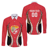 Waikato 2026 Rugby Custom Family Matching Puletasi and Hawaiian Shirt NZ Maori Silver Fern LT14 Dad's Shirt - Long Sleeve Red - Polynesian Pride